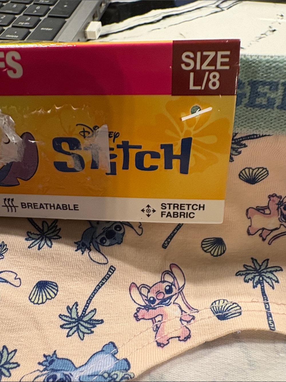 Disney Girls' Stitch Print Briefs Peach and Blue - Picture 8 of 8
